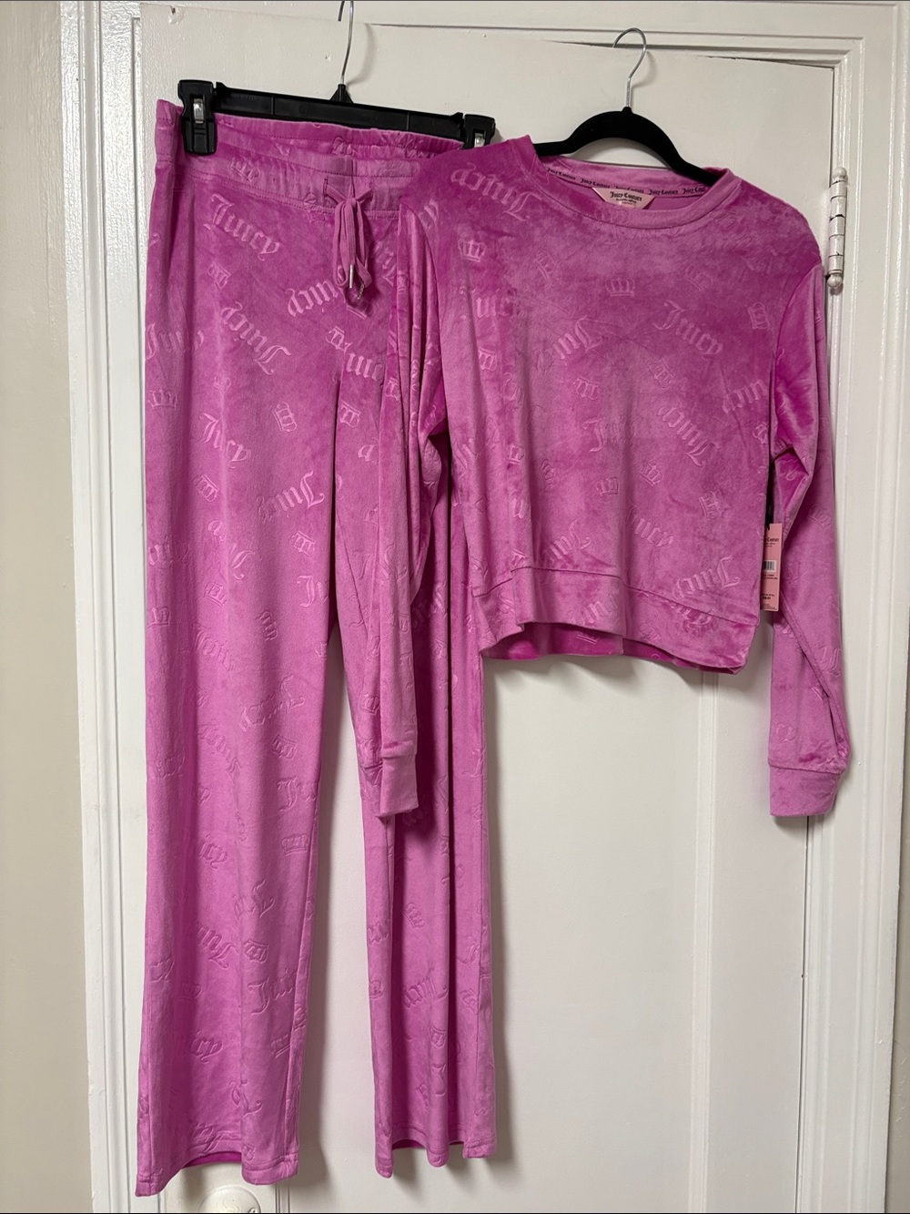 Juicy Couture Girls' Hot Pink Velour Lounge Pajama Set